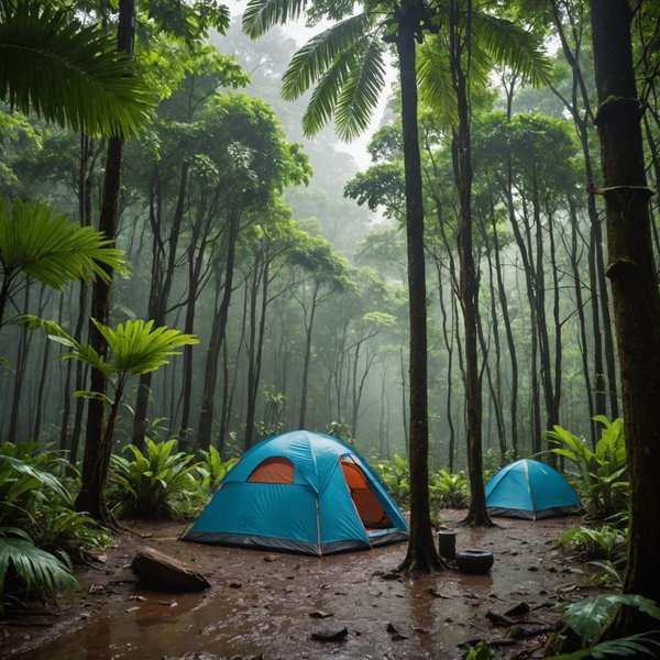 Quels sont les meilleurs conseils pour camper en forêt tropicale durant la saison des pluies?