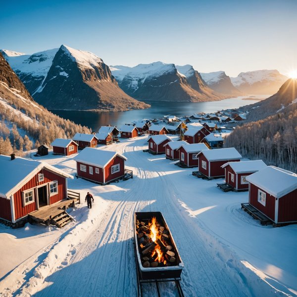 Quels chalets en Norvège offrent des séjours avec des cours de cuisine et des balades en traîneau à chiens?